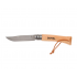 Нож OPINEL №7, нержавеющая сталь, рукоять из бука, с кожаным темляком